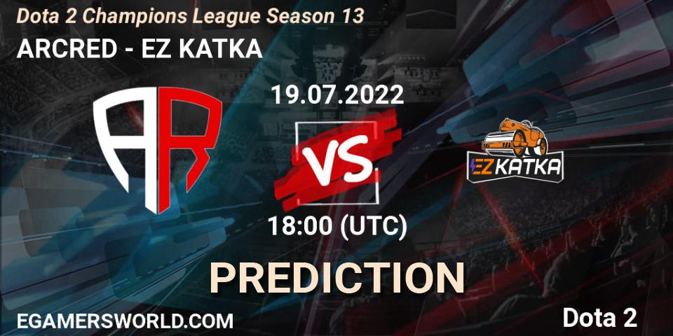 Prognose für das Spiel ARCRED VS EZ KATKA. 19.07.2022 at 15:00. Dota 2 - Dota 2 Champions League Season 13