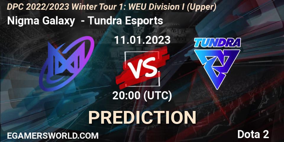 Prognose für das Spiel Nigma Galaxy VS Tundra Esports. 11.01.2023 at 20:00. Dota 2 - DPC 2022/2023 Winter Tour 1: WEU Division I (Upper)