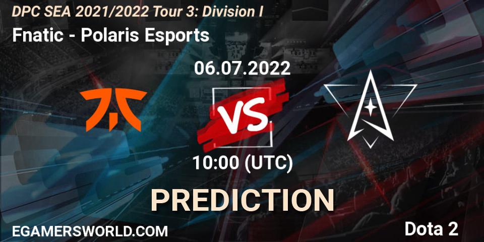 Prognose für das Spiel Fnatic VS Polaris Esports. 06.07.22. Dota 2 - DPC SEA 2021/2022 Tour 3: Division I