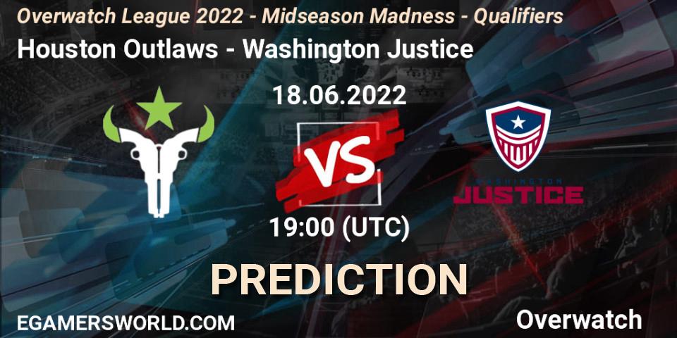 Prognose für das Spiel Houston Outlaws VS Washington Justice. 18.06.22. Overwatch - Overwatch League 2022 - Midseason Madness - Qualifiers