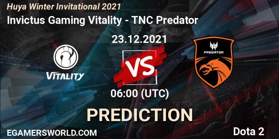 Prognose für das Spiel Invictus Gaming Vitality VS TNC Predator. 23.12.21. Dota 2 - Huya Winter Invitational 2021