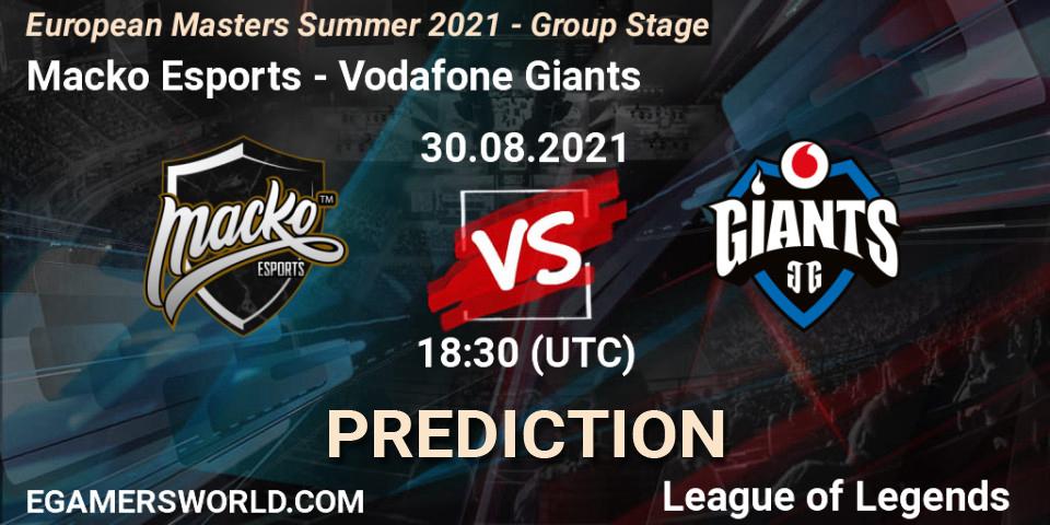 Prognose für das Spiel Macko Esports VS Vodafone Giants. 30.08.2021 at 18:30. LoL - European Masters Summer 2021 - Group Stage