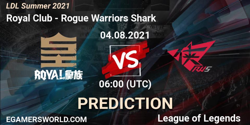 Prognose für das Spiel Royal Club VS Rogue Warriors Shark. 04.08.21. LoL - LDL Summer 2021