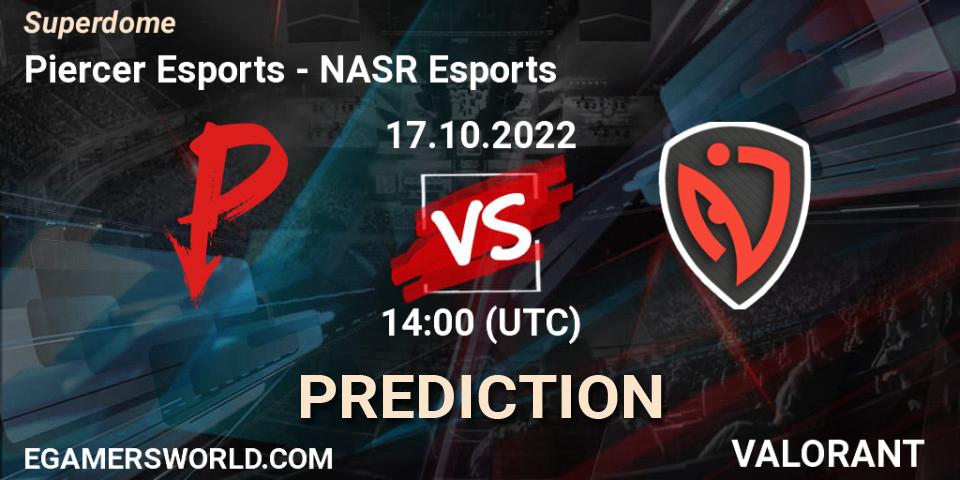 Prognose für das Spiel Piercer Esports VS NASR Esports. 17.10.2022 at 14:20. VALORANT - Superdome