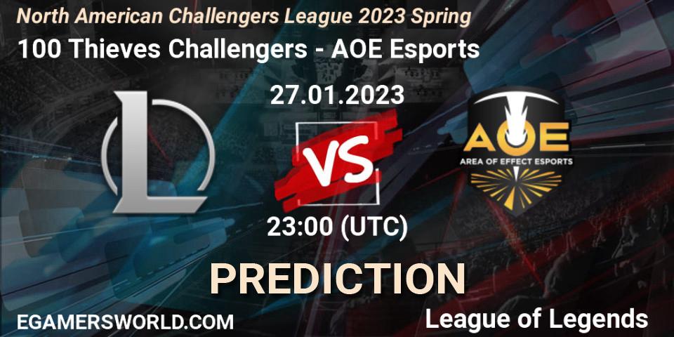 Prognose für das Spiel 100 Thieves Challengers VS AOE Esports. 28.01.23. LoL - NACL 2023 Spring - Group Stage