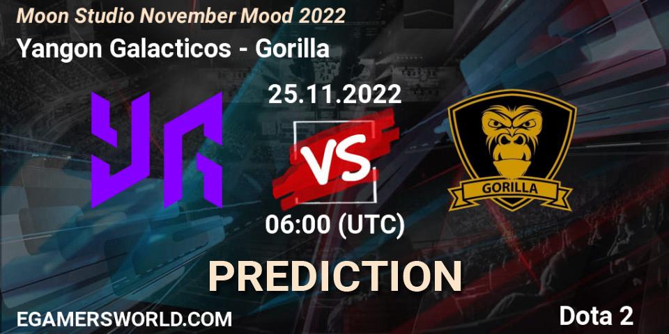 Prognose für das Spiel Yangon Galacticos VS Gorilla. 25.11.22. Dota 2 - Moon Studio November Mood 2022