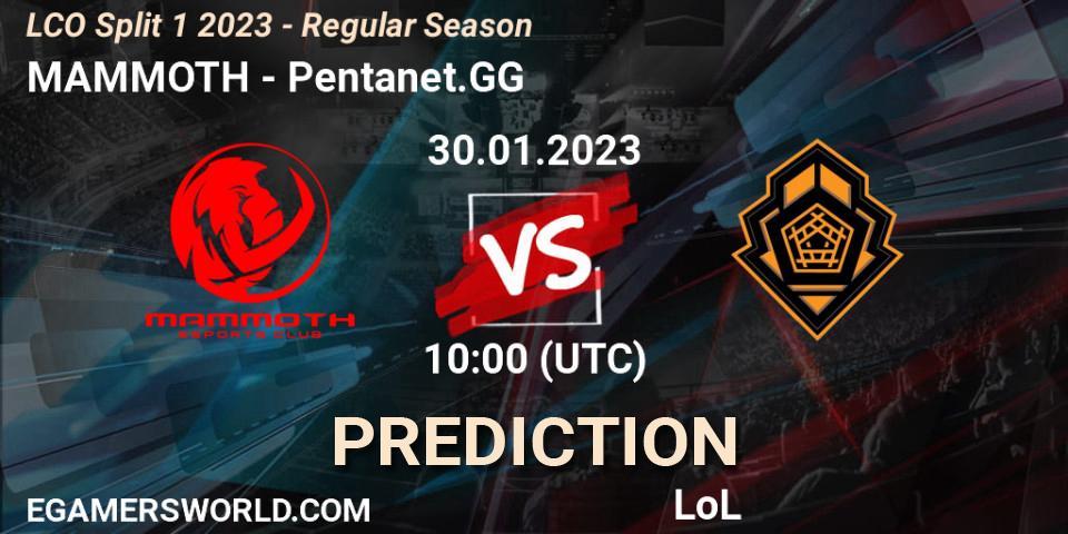 Prognose für das Spiel MAMMOTH VS Pentanet.GG. 30.01.23. LoL - LCO Split 1 2023 - Regular Season