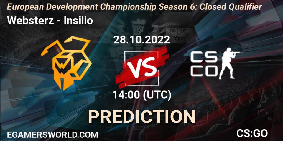 Prognose für das Spiel Websterz VS Insilio. 28.10.22. CS2 (CS:GO) - European Development Championship Season 6: Closed Qualifier