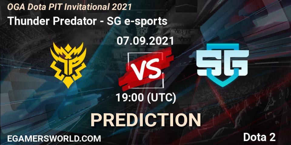 Prognose für das Spiel Thunder Predator VS SG e-sports. 07.09.21. Dota 2 - OGA Dota PIT Invitational 2021