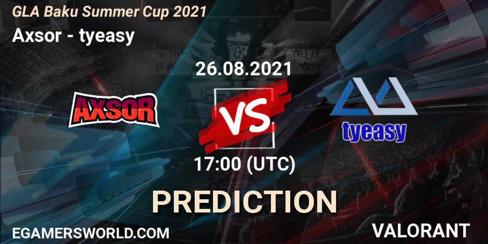 Prognose für das Spiel Axsor VS tyeasy. 26.08.2021 at 17:00. VALORANT - GLA Baku Summer Cup 2021