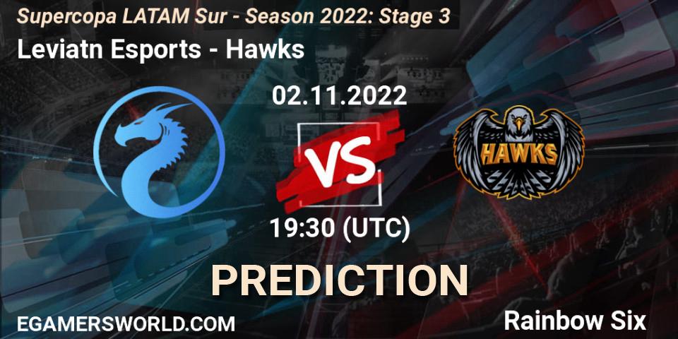 Prognose für das Spiel Leviatán Esports VS Hawks. 02.11.2022 at 19:30. Rainbow Six - Supercopa LATAM Sur - Season 2022: Stage 3