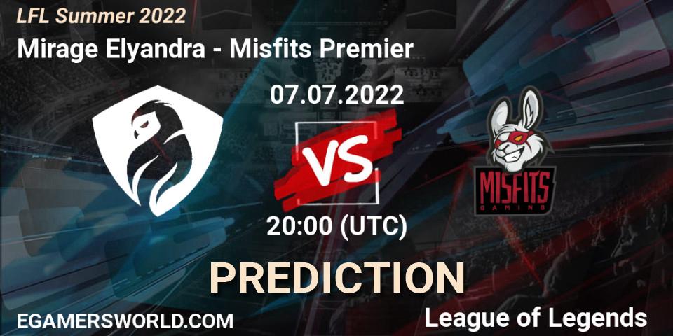 Prognose für das Spiel Mirage Elyandra VS Misfits Premier. 07.07.22. LoL - LFL Summer 2022