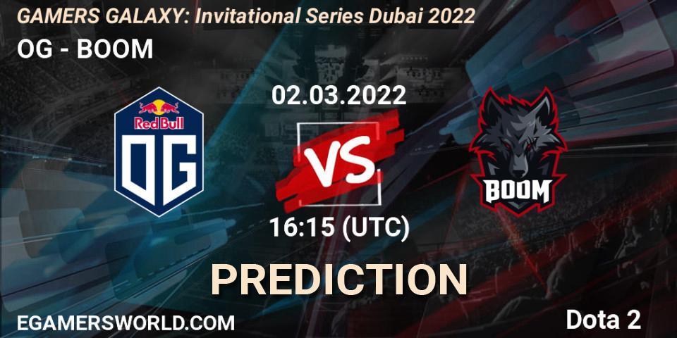 Prognose für das Spiel OG VS BOOM. 02.03.22. Dota 2 - GAMERS GALAXY: Invitational Series Dubai 2022
