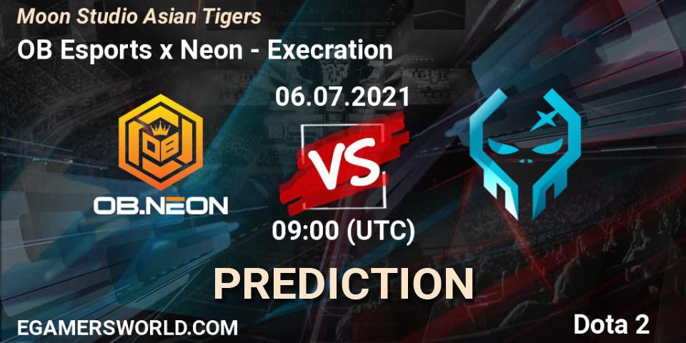 Prognose für das Spiel OB Esports x Neon VS Execration. 06.07.21. Dota 2 - Moon Studio Asian Tigers