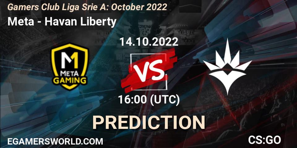 Prognose für das Spiel Meta Gaming Brasil VS Havan Liberty. 14.10.22. CS2 (CS:GO) - Gamers Club Liga Série A: October 2022