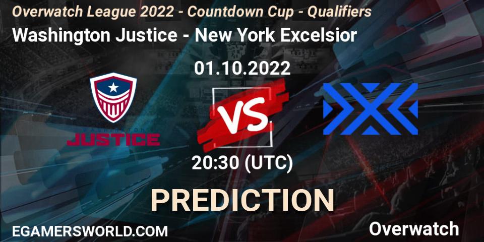 Prognose für das Spiel Washington Justice VS New York Excelsior. 01.10.22. Overwatch - Overwatch League 2022 - Countdown Cup - Qualifiers