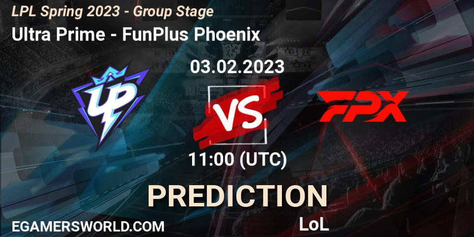 Prognose für das Spiel Ultra Prime VS FunPlus Phoenix. 03.02.23. LoL - LPL Spring 2023 - Group Stage