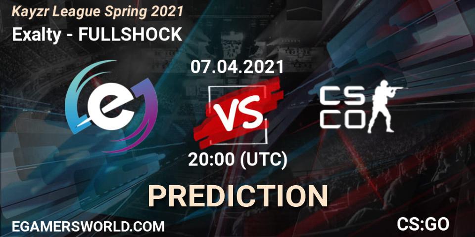 Prognose für das Spiel Exalty VS FULLSHOCK. 07.04.2021 at 20:00. Counter-Strike (CS2) - Kayzr League Spring 2021