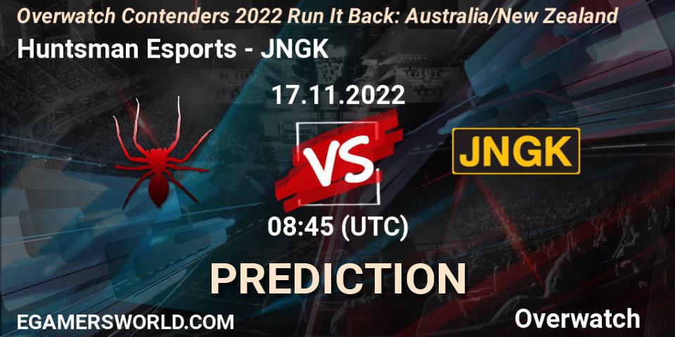 Prognose für das Spiel Huntsman Esports VS JNGK. 17.11.2022 at 10:00. Overwatch - Overwatch Contenders 2022 - Australia/New Zealand - November