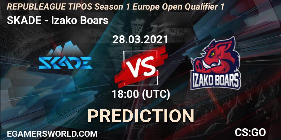 Prognose für das Spiel SKADE VS Izako Boars. 28.03.2021 at 17:50. Counter-Strike (CS2) - REPUBLEAGUE TIPOS Season 1 Europe Open Qualifier 1