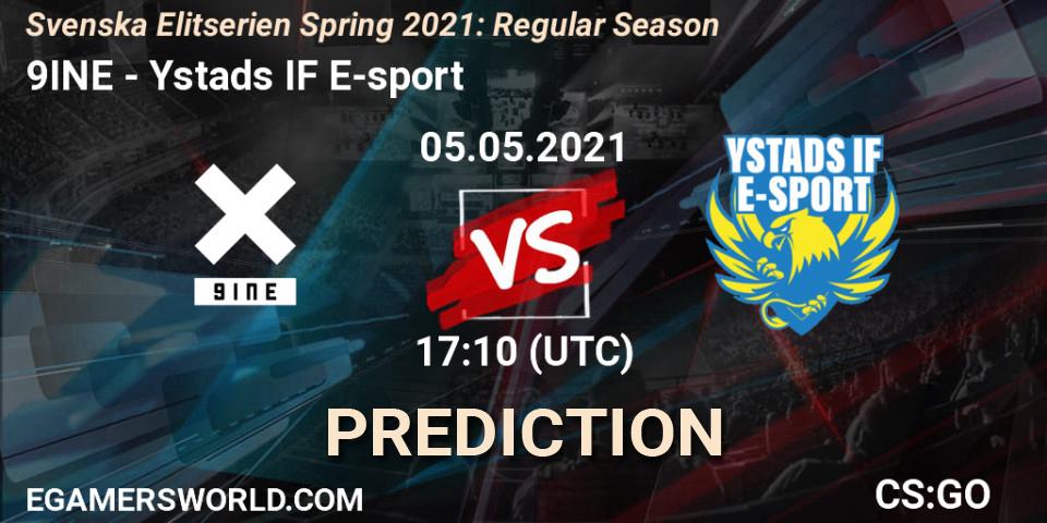Prognose für das Spiel 9INE VS Ystads IF E-sport. 05.05.2021 at 17:10. Counter-Strike (CS2) - Svenska Elitserien Spring 2021: Regular Season