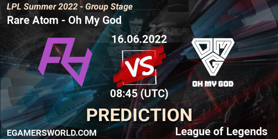 Prognose für das Spiel Rare Atom VS Oh My God. 16.06.22. LoL - LPL Summer 2022 - Group Stage