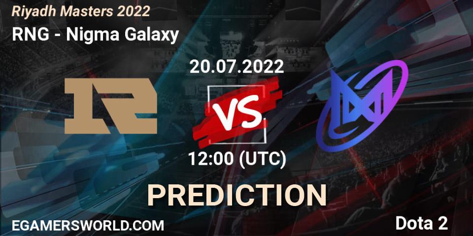 Prognose für das Spiel RNG VS Nigma Galaxy. 20.07.2022 at 12:38. Dota 2 - Riyadh Masters 2022