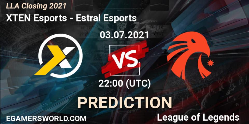 Prognose für das Spiel XTEN Esports VS Estral Esports. 03.07.2021 at 22:00. LoL - LLA Closing 2021