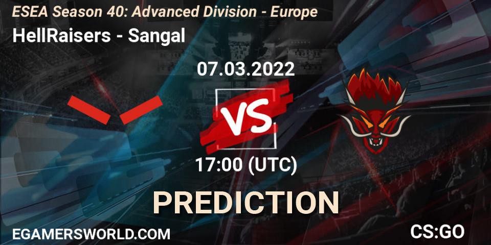 Prognose für das Spiel HellRaisers VS Sangal. 07.03.22. CS2 (CS:GO) - ESEA Season 40: Advanced Division - Europe