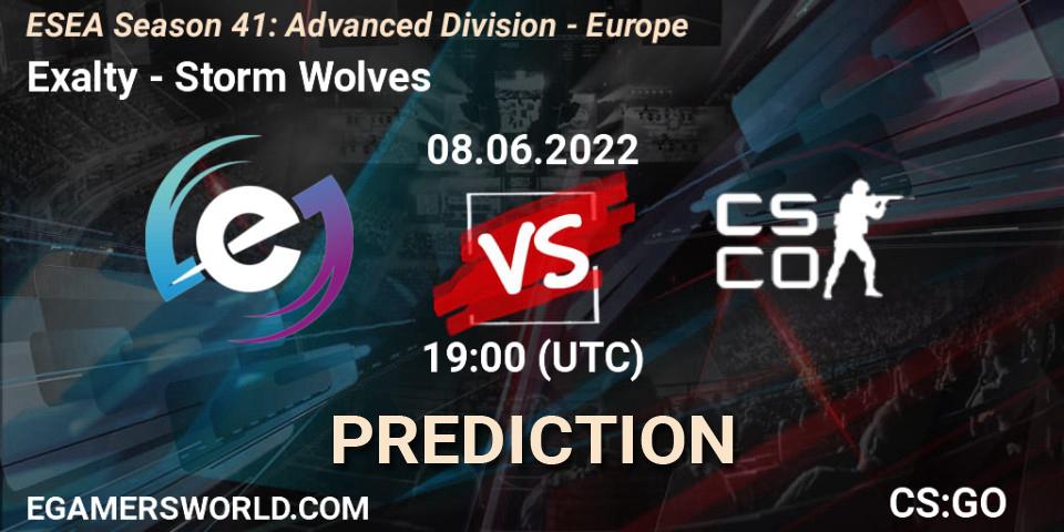 Prognose für das Spiel Exalty VS Storm Wolves. 08.06.2022 at 19:00. Counter-Strike (CS2) - ESEA Season 41: Advanced Division - Europe