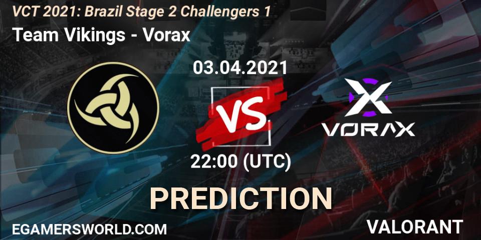 Prognose für das Spiel Team Vikings VS Vorax. 03.04.2021 at 22:00. VALORANT - VCT 2021: Brazil Stage 2 Challengers 1