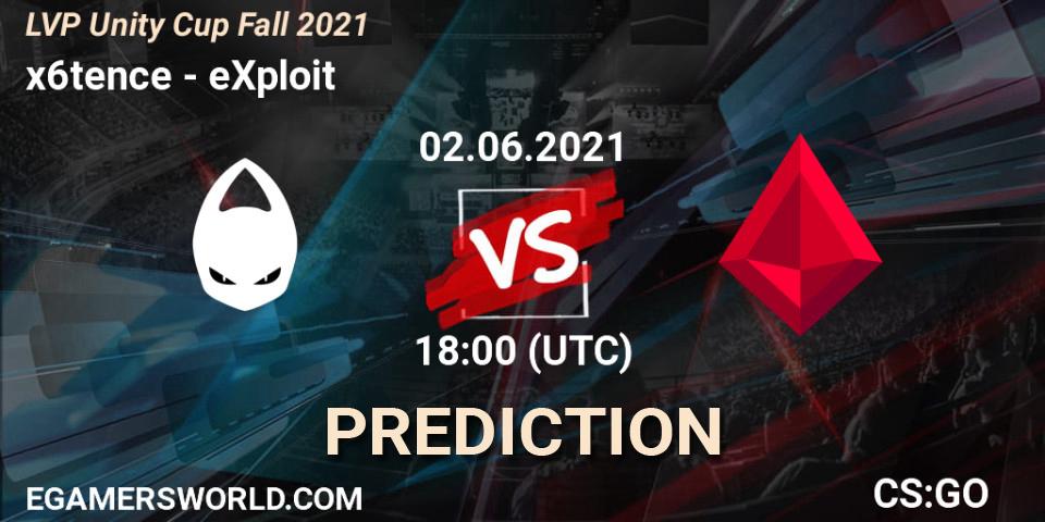 Prognose für das Spiel x6tence VS eXploit. 02.06.21. CS2 (CS:GO) - LVP Unity Cup Fall 2021