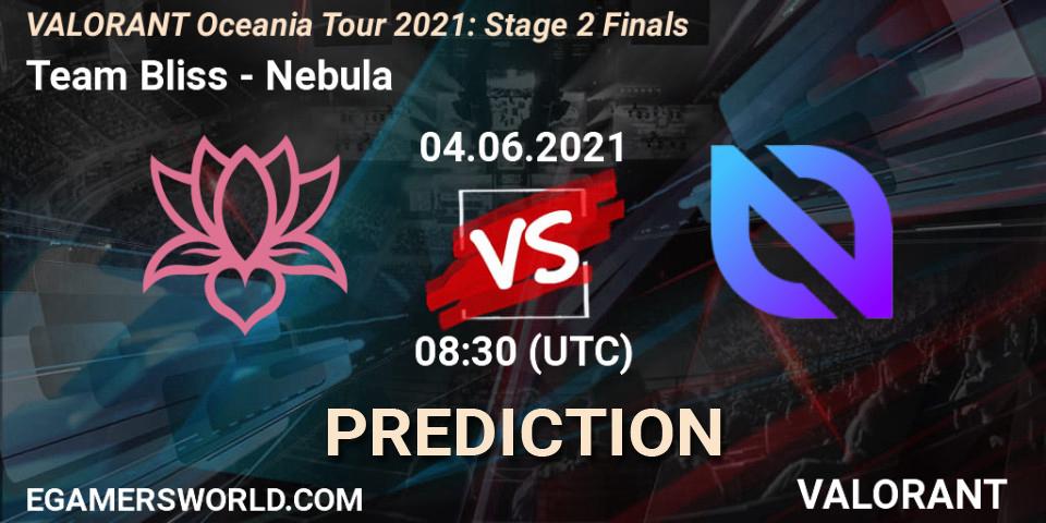 Prognose für das Spiel Team Bliss VS Nebula. 04.06.2021 at 08:30. VALORANT - VALORANT Oceania Tour 2021: Stage 2 Finals