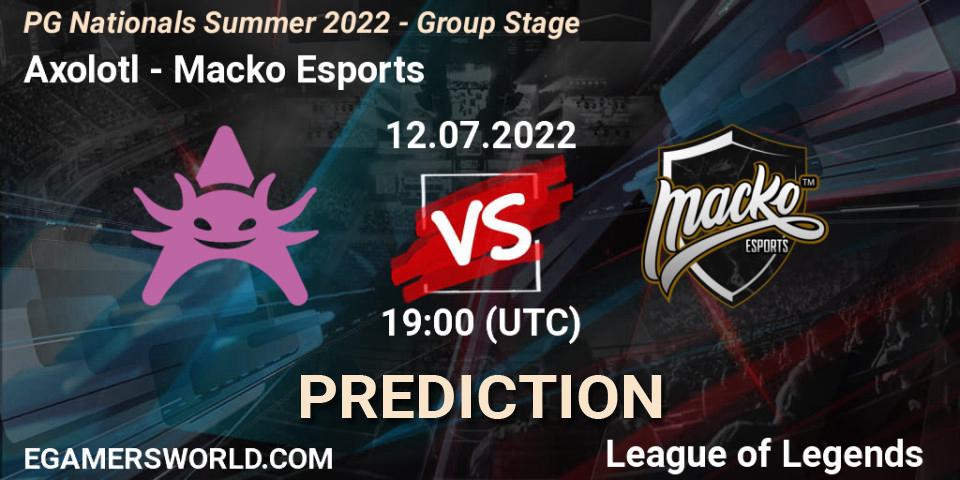 Prognose für das Spiel Axolotl VS Macko Esports. 12.07.22. LoL - PG Nationals Summer 2022 - Group Stage