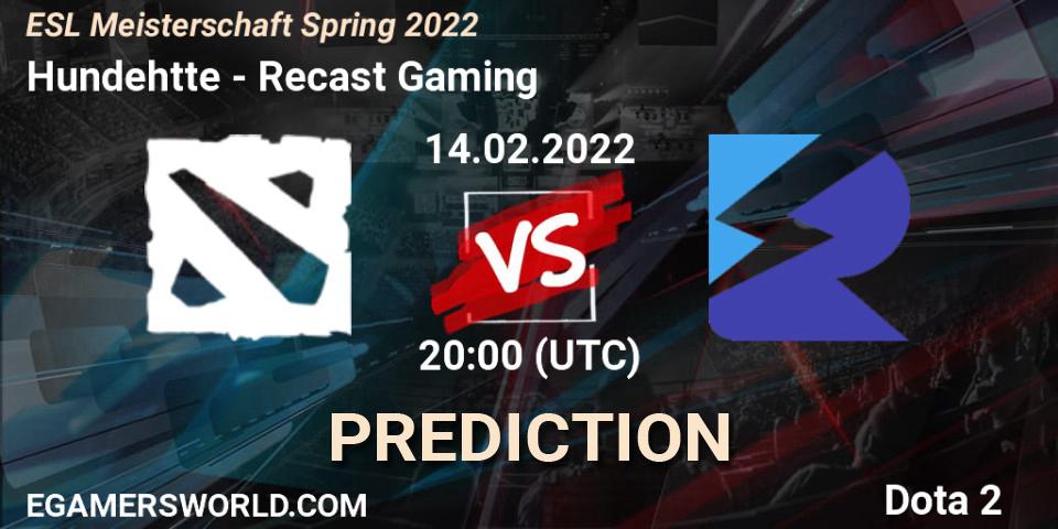 Prognose für das Spiel Hundehütte VS Recast Gaming. 14.02.2022 at 20:15. Dota 2 - ESL Meisterschaft Spring 2022