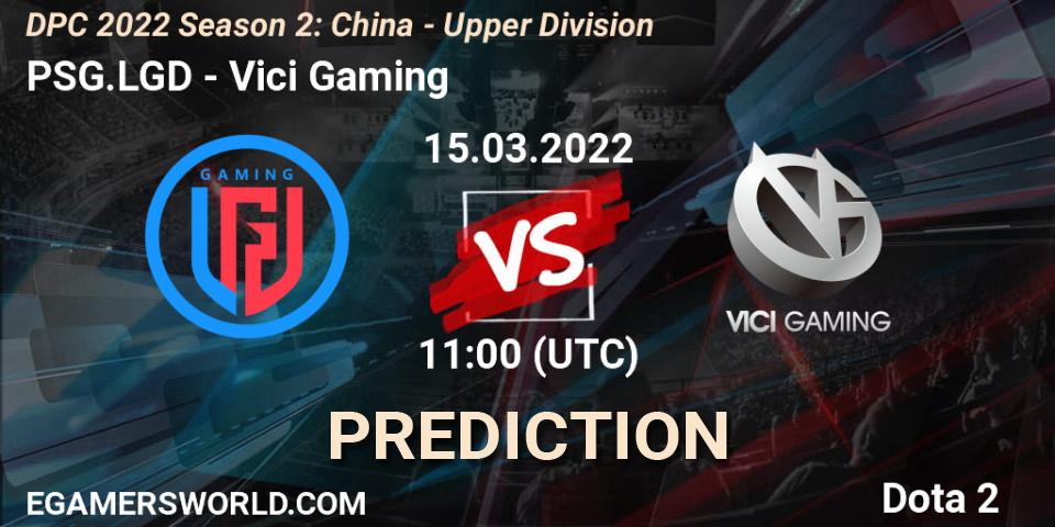 Prognose für das Spiel PSG.LGD VS Vici Gaming. 15.03.2022 at 10:04. Dota 2 - DPC 2021/2022 Tour 2 (Season 2): China Division I (Upper)