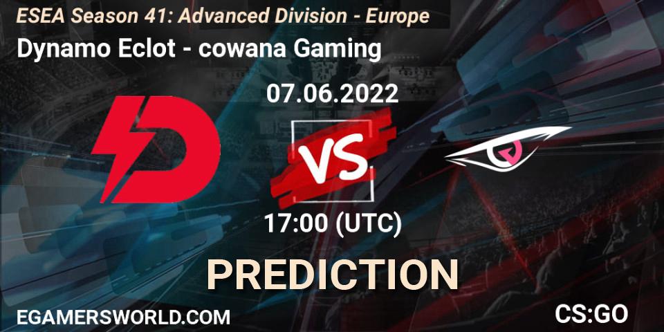 Prognose für das Spiel Dynamo Eclot VS cowana Gaming. 07.06.2022 at 17:00. Counter-Strike (CS2) - ESEA Season 41: Advanced Division - Europe