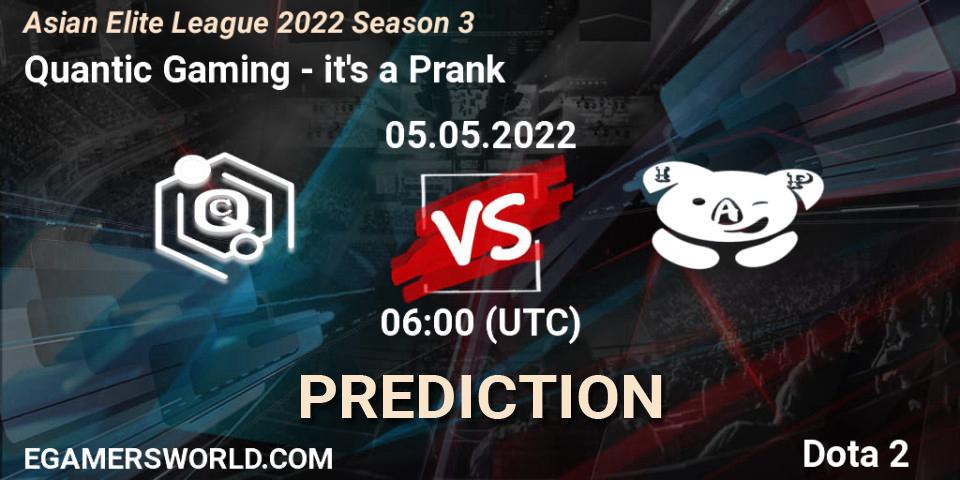 Prognose für das Spiel Quantic Gaming VS it's a Prank. 05.05.22. Dota 2 - Asian Elite League 2022 Season 3