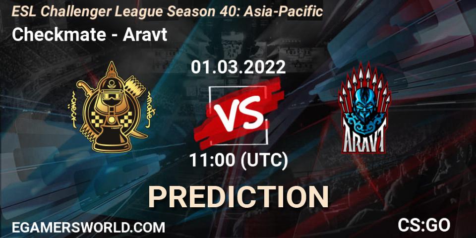 Prognose für das Spiel Checkmate VS Aravt. 01.03.22. CS2 (CS:GO) - ESL Challenger League Season 40: Asia-Pacific