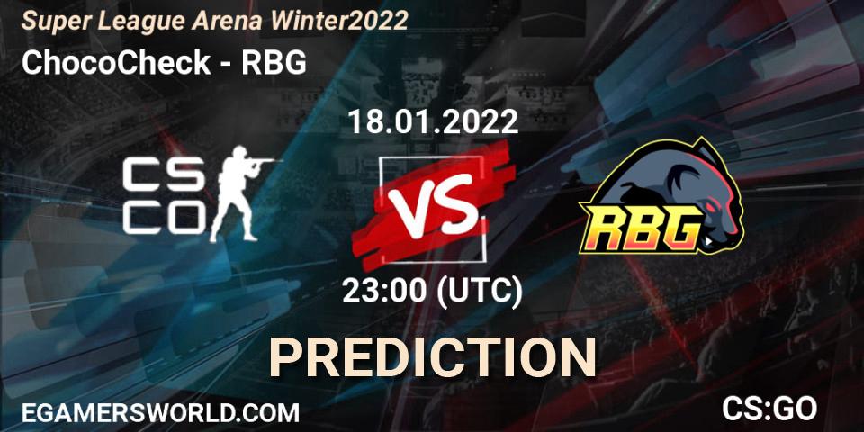 Prognose für das Spiel ChocoCheck VS RBG. 18.01.22. CS2 (CS:GO) - Super League Arena Winter 2022