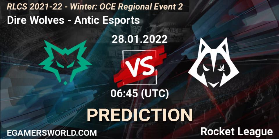 Prognose für das Spiel Dire Wolves VS Antic Esports. 28.01.2022 at 06:45. Rocket League - RLCS 2021-22 - Winter: OCE Regional Event 2