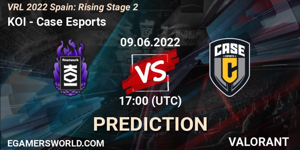 Prognose für das Spiel KOI VS Case Esports. 09.06.2022 at 17:10. VALORANT - VRL 2022 Spain: Rising Stage 2