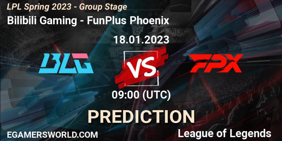 Prognose für das Spiel Bilibili Gaming VS FunPlus Phoenix. 18.01.23. LoL - LPL Spring 2023 - Group Stage