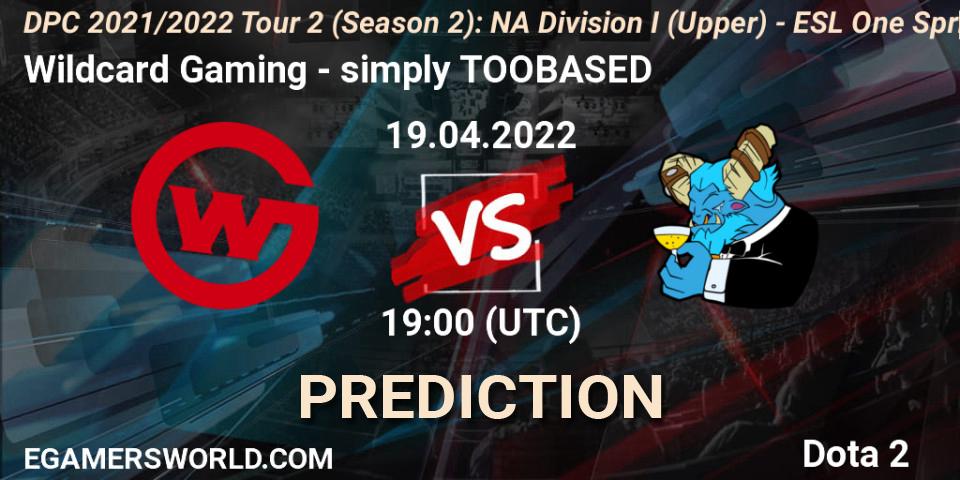 Prognose für das Spiel Wildcard Gaming VS simply TOOBASED. 19.04.2022 at 19:00. Dota 2 - DPC 2021/2022 Tour 2 (Season 2): NA Division I (Upper) - ESL One Spring 2022