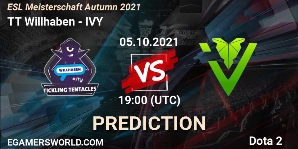 Prognose für das Spiel TT Willhaben VS IVY. 05.10.2021 at 18:58. Dota 2 - ESL Meisterschaft Autumn 2021