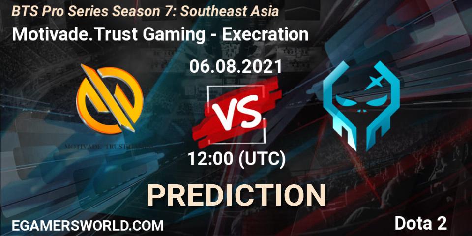 Prognose für das Spiel Motivade.Trust Gaming VS Execration. 06.08.2021 at 12:30. Dota 2 - BTS Pro Series Season 7: Southeast Asia
