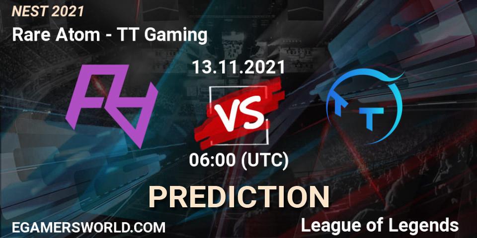 Prognose für das Spiel TT Gaming VS Rare Atom. 15.11.2021 at 08:00. LoL - NEST 2021