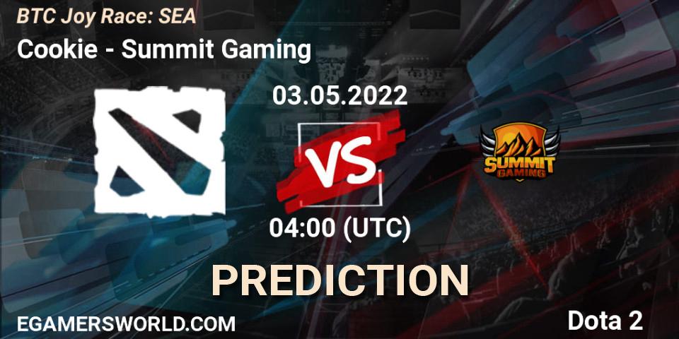 Prognose für das Spiel Cookie VS Summit Gaming. 28.04.2022 at 04:10. Dota 2 - BTC Joy Race: SEA
