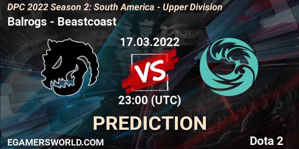 Prognose für das Spiel Balrogs VS Beastcoast. 17.03.2022 at 22:00. Dota 2 - DPC 2021/2022 Tour 2 (Season 2): SA Division I (Upper)