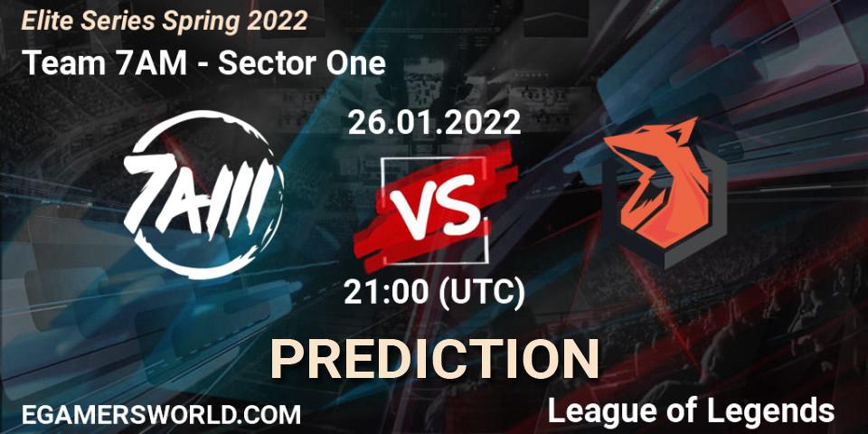 Prognose für das Spiel Team 7AM VS Sector One. 26.01.2022 at 21:00. LoL - Elite Series Spring 2022